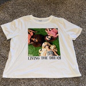 Old Navy White 'Living the Dream' Graphic Tee